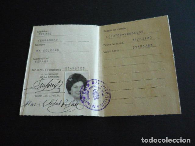 Documentos antiguos: CARNET COMISION NACIONAL DEL JUEGO - Foto 2