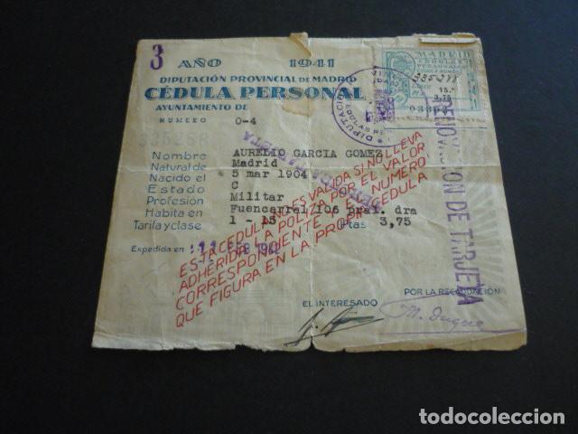 Documentos antiguos: CEDULA PERSONAL MADRID 1941 MILITAR - Foto 1