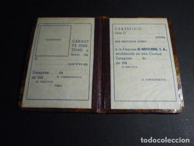 Documentos antiguos: EL NOTICIERO ZARAGOZA CARNET DE IDENTIDAD - Foto 2