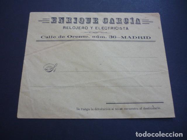 Documentos antiguos: MADRID ENRIQUE GARCIA RELOJERO Y ELECTRICISTA ANTIGUO SOBRE COMERCIAL