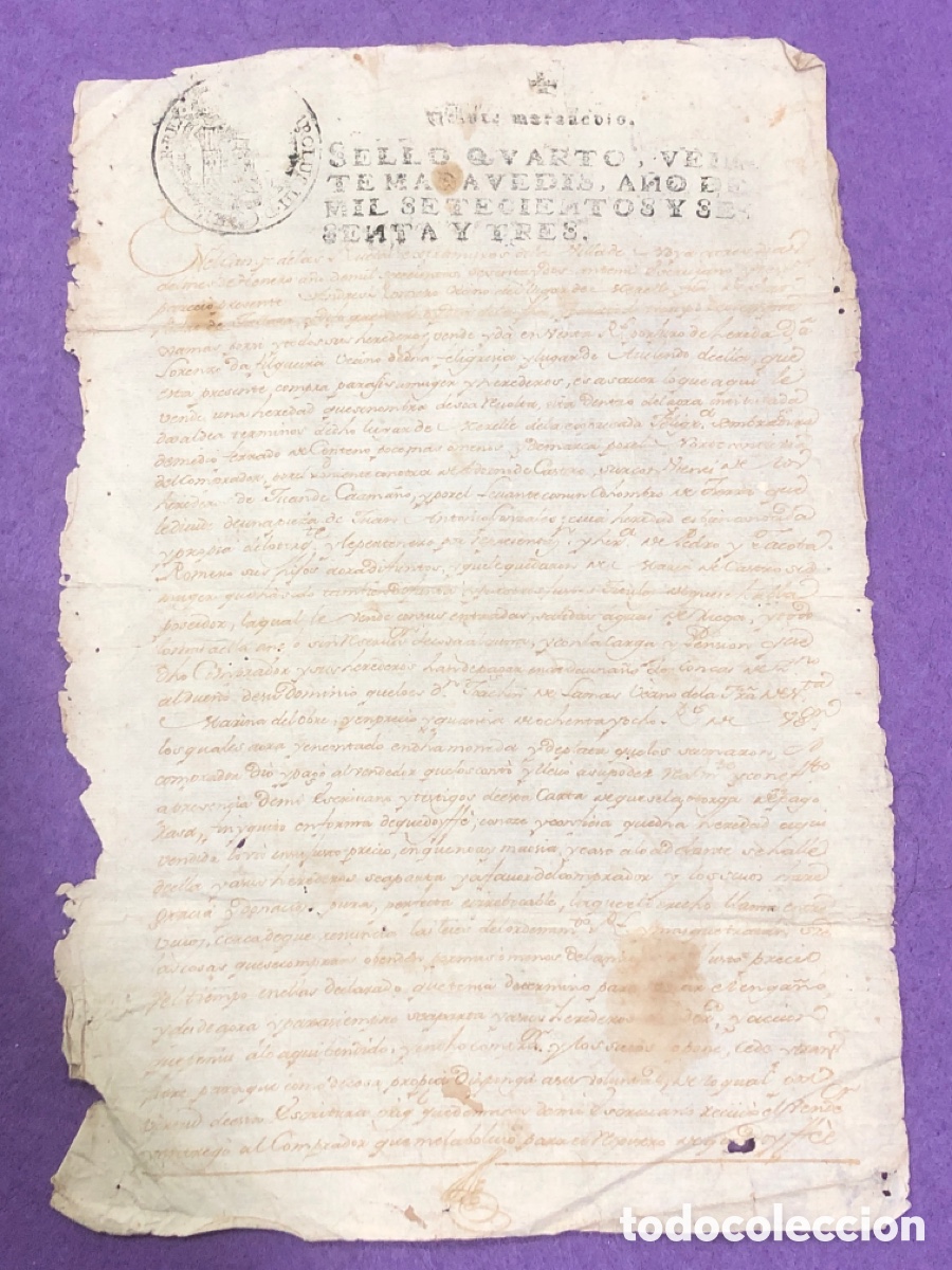 Documentos antiguos: Antiguo documento Carlos III, S.XVIII (L3) - Foto 1