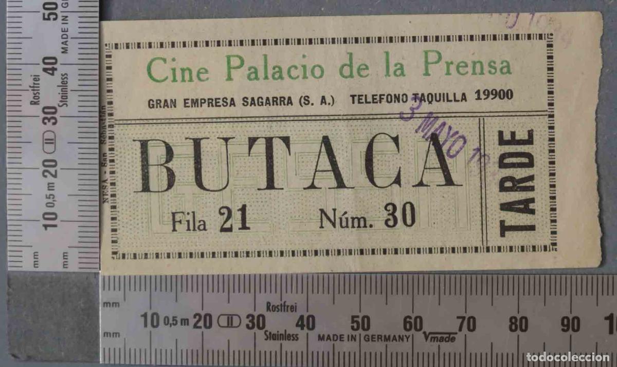 Documentos antiguos: ENTRADA CINE. PALACIO DE LA PRENSA. HACIA 1930