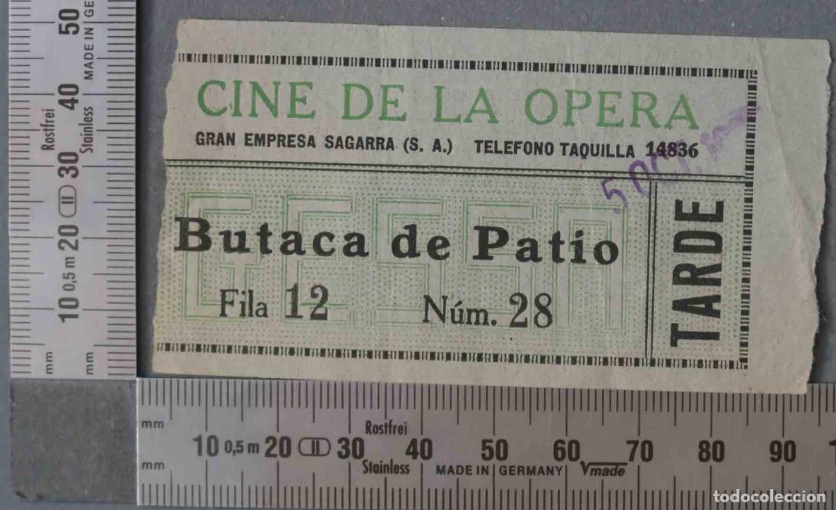 Documentos antigos: ENTRADA CINE. CINE DE LA OPERA HACIA 1930