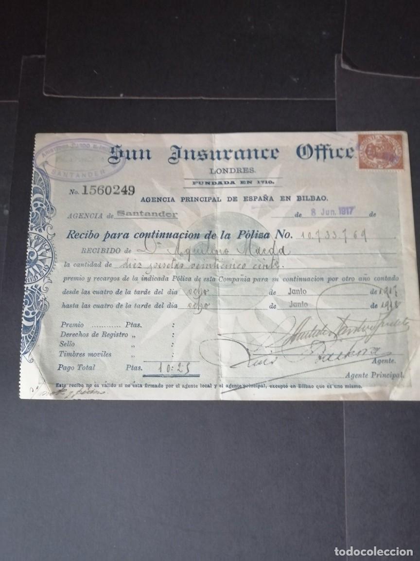 Documentos antiguos: ANTIGUO RECIBO DE P&Oacute;LIZA , A&Ntilde;O 1.917 - Foto 1