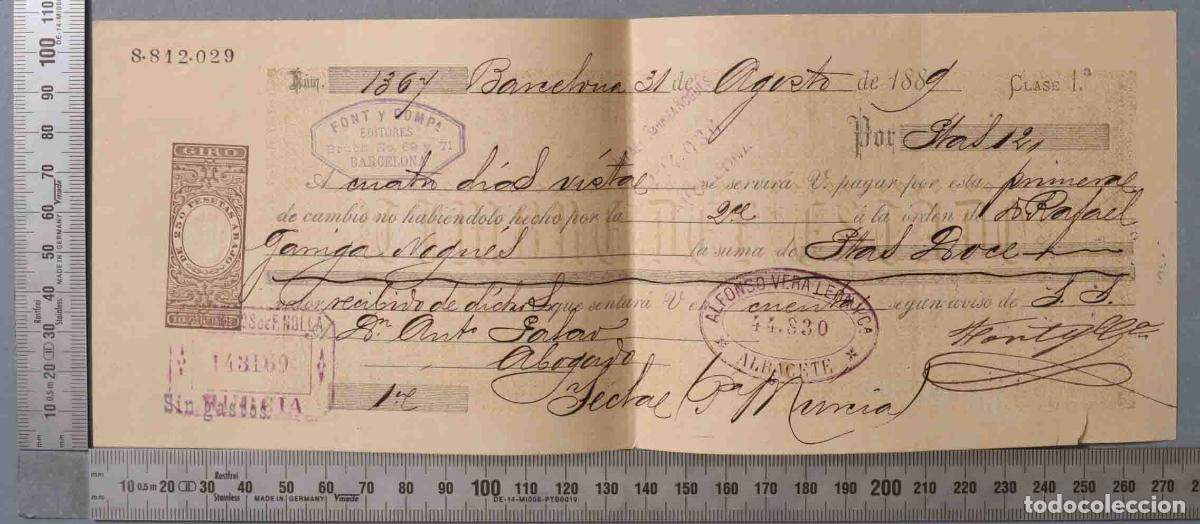 Documentos antiguos: LETRA DE CAMBIO. 1A CLASE. YECLA 1889