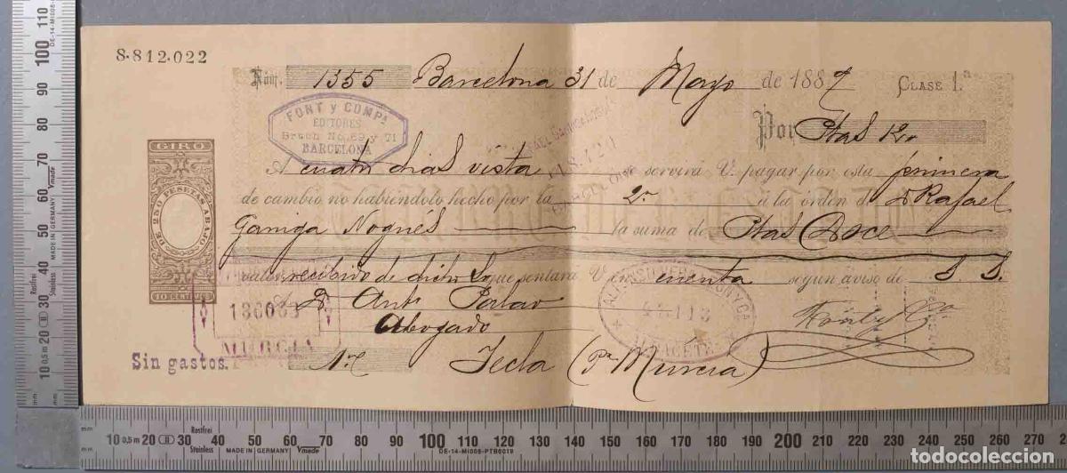 Documentos antiguos: LETRA DE CAMBIO. 1A CLASE. YECLA 1889