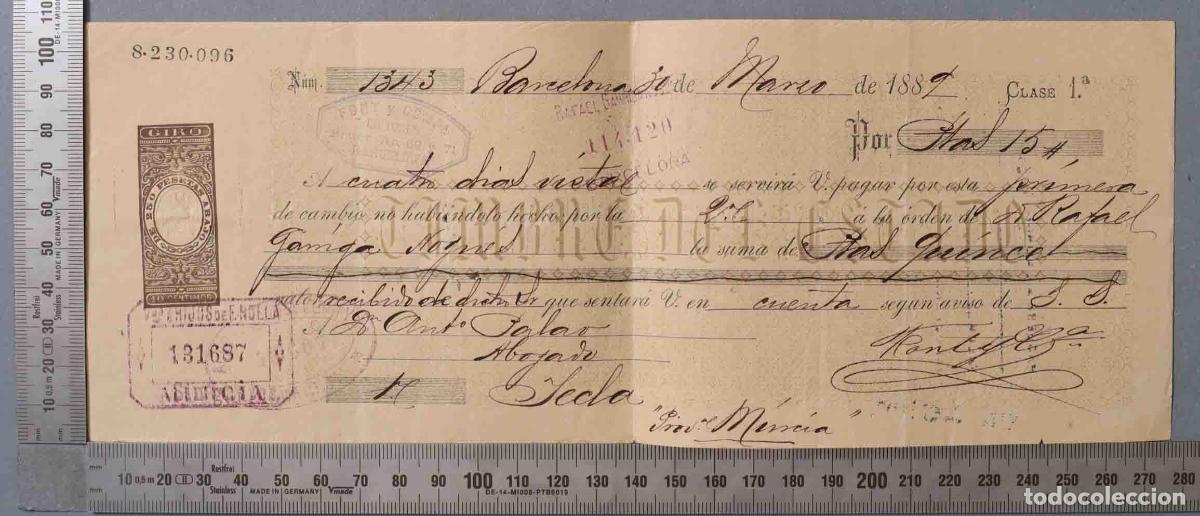 Documentos antigos: LETRA DE CAMBIO. 1A CLASE. YECLA 1889