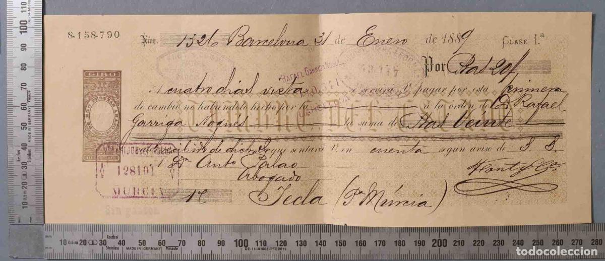 Documentos antiguos: LETRA DE CAMBIO. 1A CLASE. YECLA 1889 - Foto 1