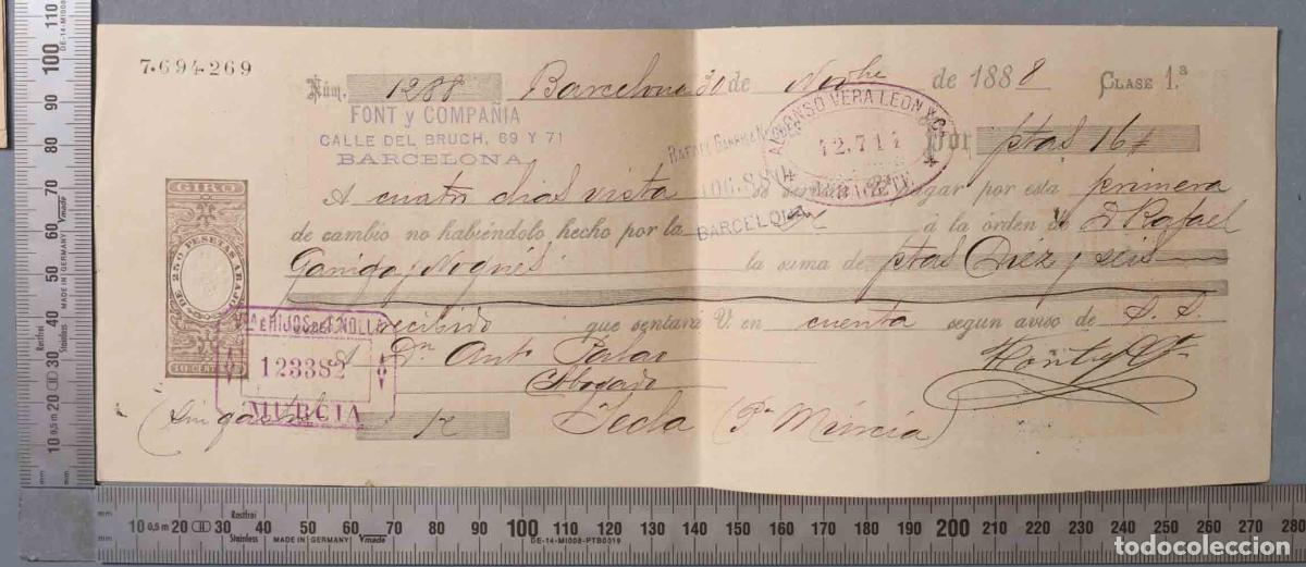 Documentos antiguos: LETRA DE CAMBIO. 1A CLASE. YECLA 1888