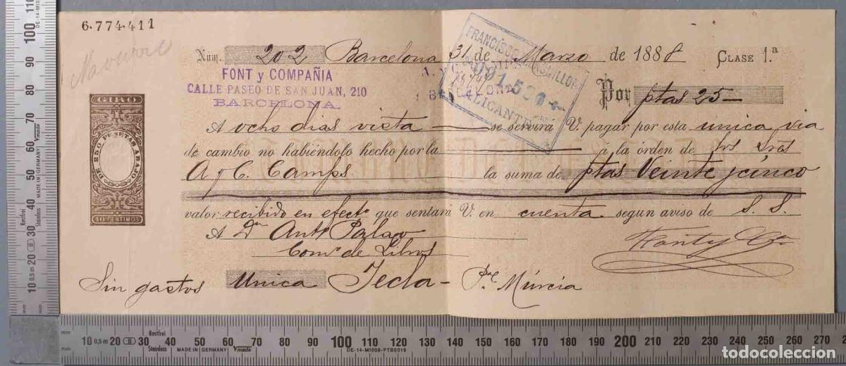 Documentos antiguos: LETRA DE CAMBIO. 1A CLASE. YECLA 1888