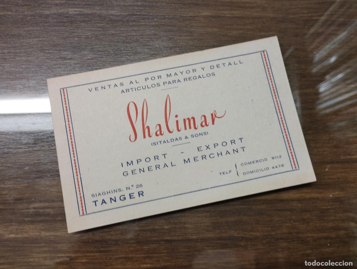 Documentos antiguos: SHALIMAR SITALDAS Y SONS BAZAR TANGER 1954 TARJETA COMERCIAL.