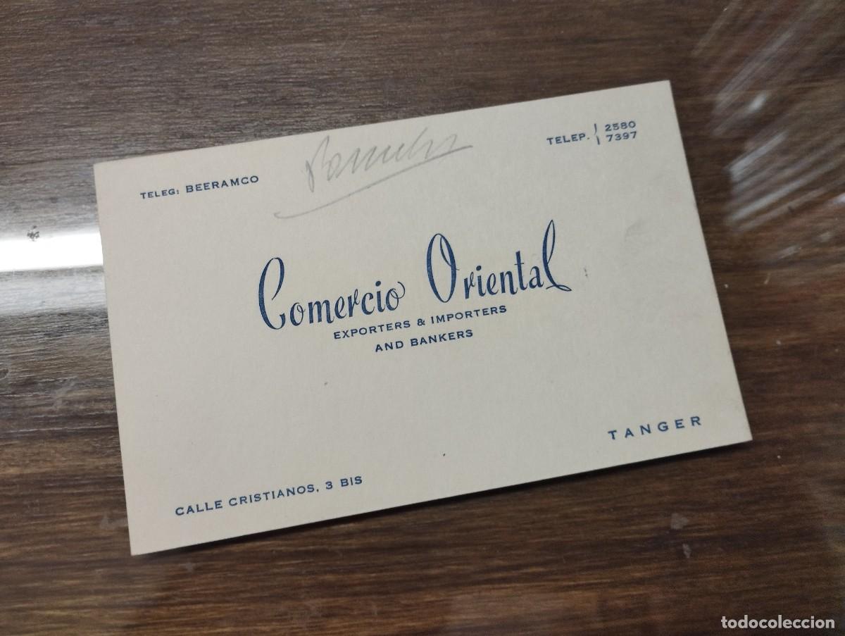 Documentos antiguos: COMERCIO ORIENTAL BAZAR TANGER 1954 TARJETA COMERCIAL.
