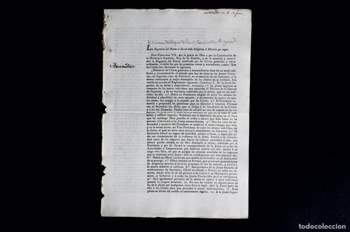 Documentos antiguos: REGLAMENTO DE LAS JUNTAS CENSORAS EN EL EXERCICIO DE SUS FUNCIONES. CADIZ 1813 - Foto 2