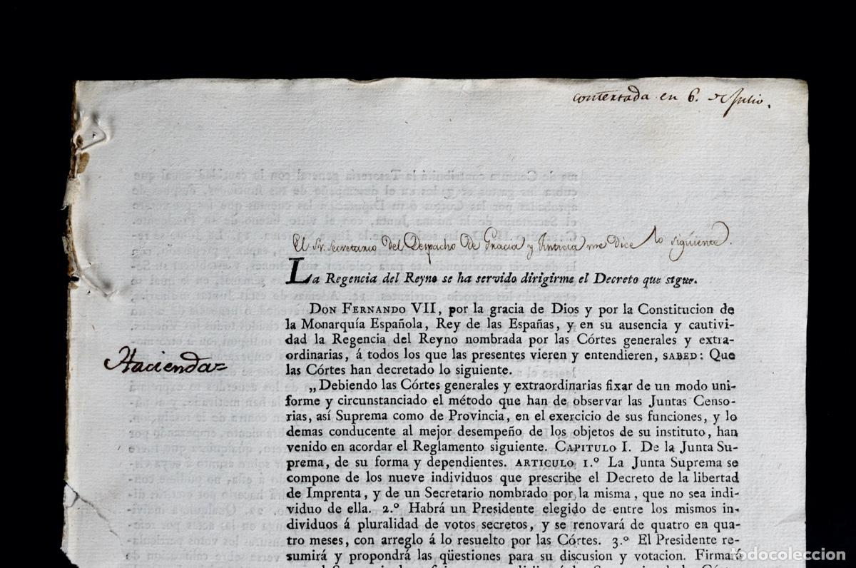 Documentos antiguos: REGLAMENTO DE LAS JUNTAS CENSORAS EN EL EXERCICIO DE SUS FUNCIONES. CADIZ 1813 - Foto 3