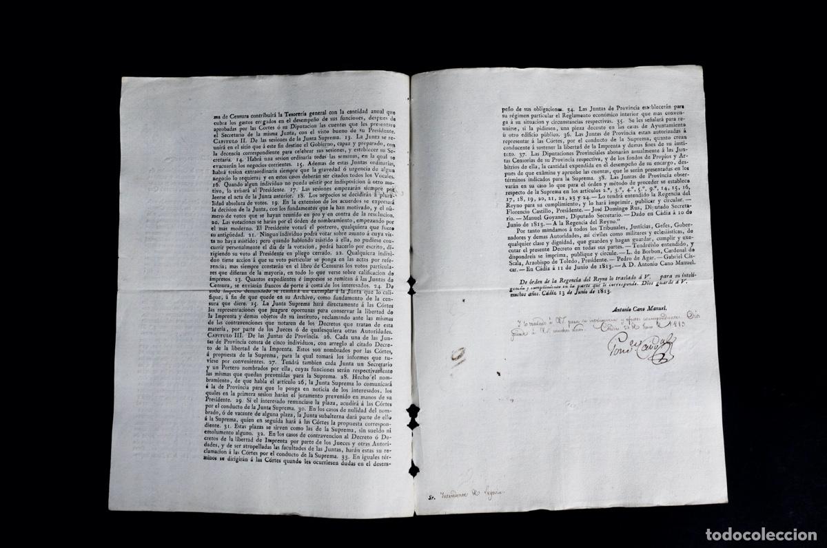 Documentos antiguos: REGLAMENTO DE LAS JUNTAS CENSORAS EN EL EXERCICIO DE SUS FUNCIONES. CADIZ 1813 - Foto 4