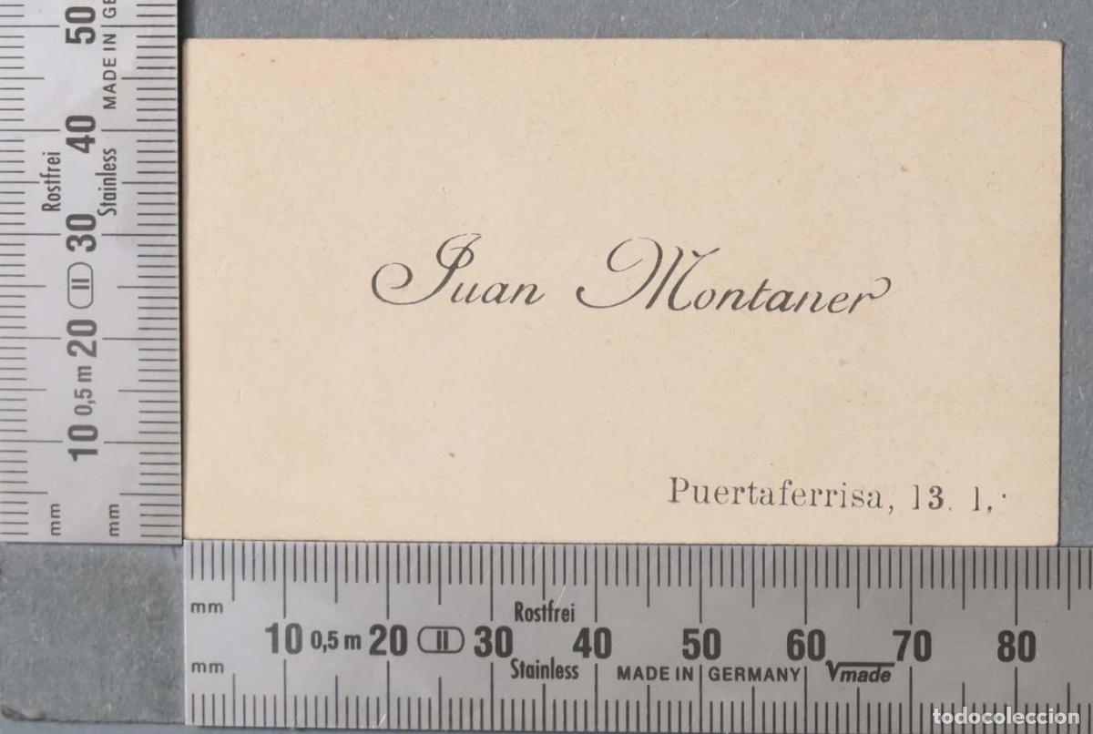 Documentos antiguos: TARJETA. JUAN MONTANER. HACIA 1920