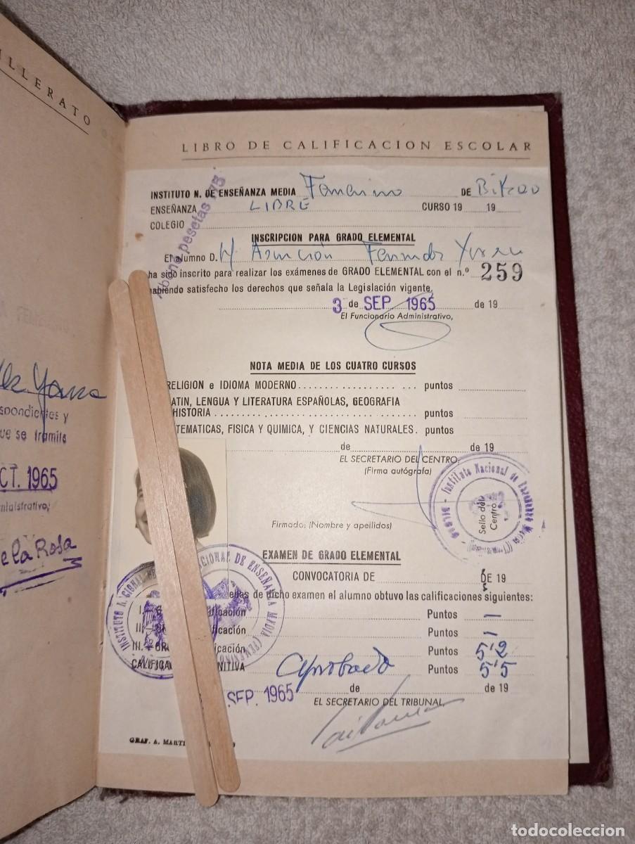 Documentos antiguos: Cartilla de estudios de Bachirerato - Foto 6