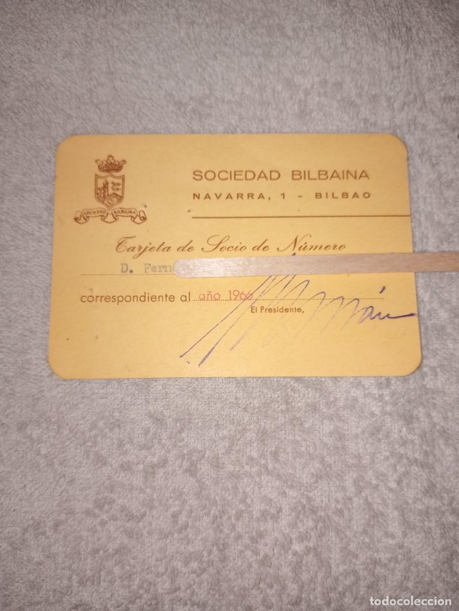 Documentos antiguos: Carnet Sociedad Bilba&iacute;na - Foto 1