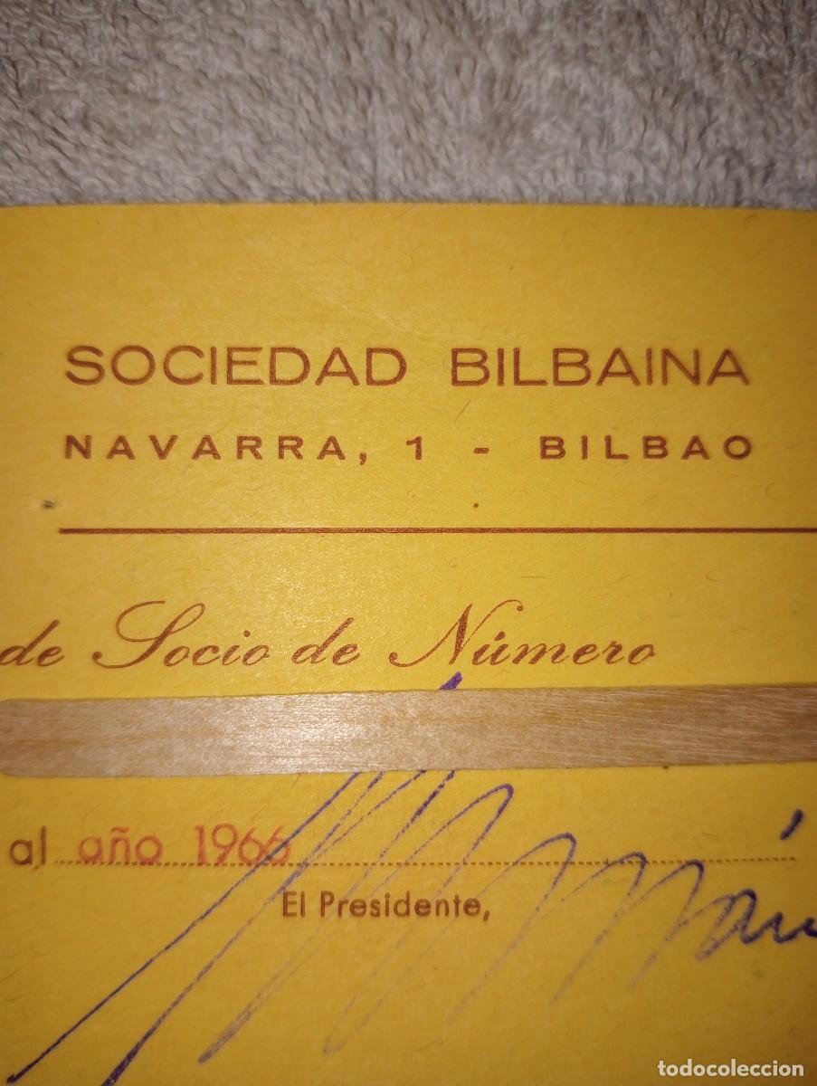 Documentos antiguos: Carnet Sociedad Bilba&iacute;na - Foto 2