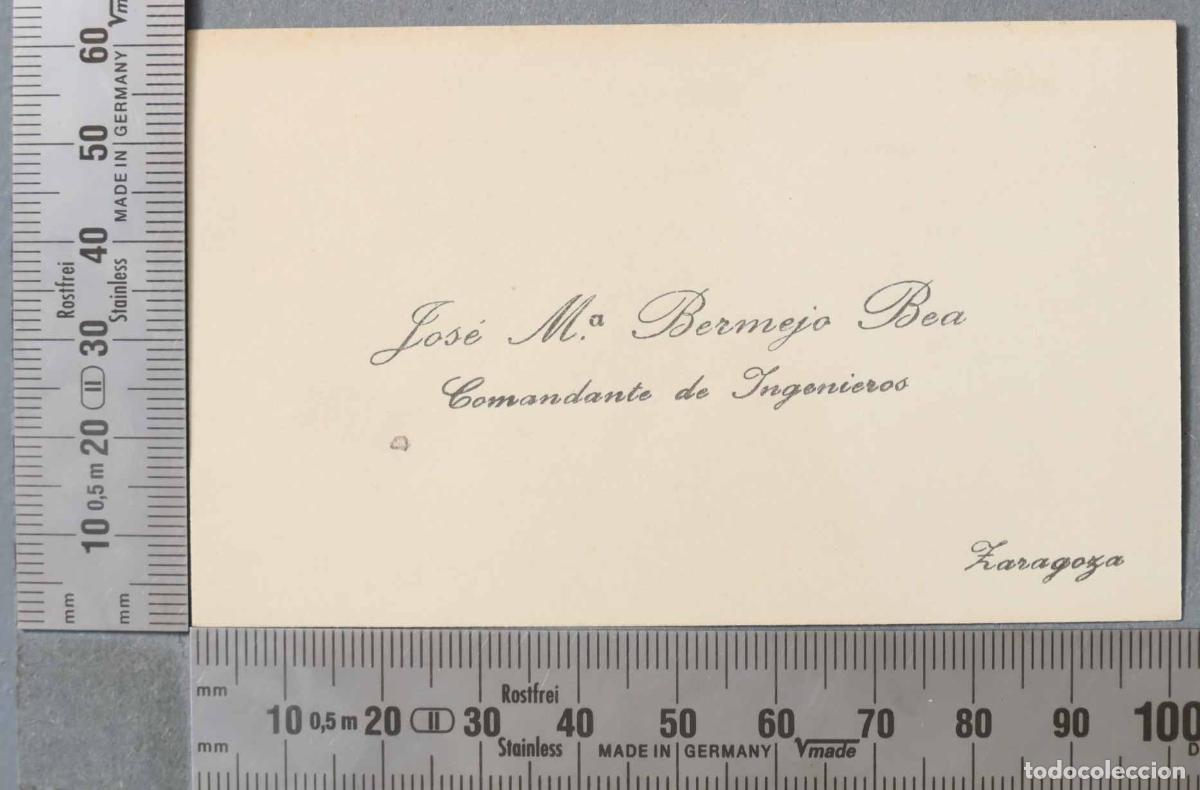 Documentos antiguos: TARJETA. COMANDANTE DE INGENIEROS ZARAGOZA