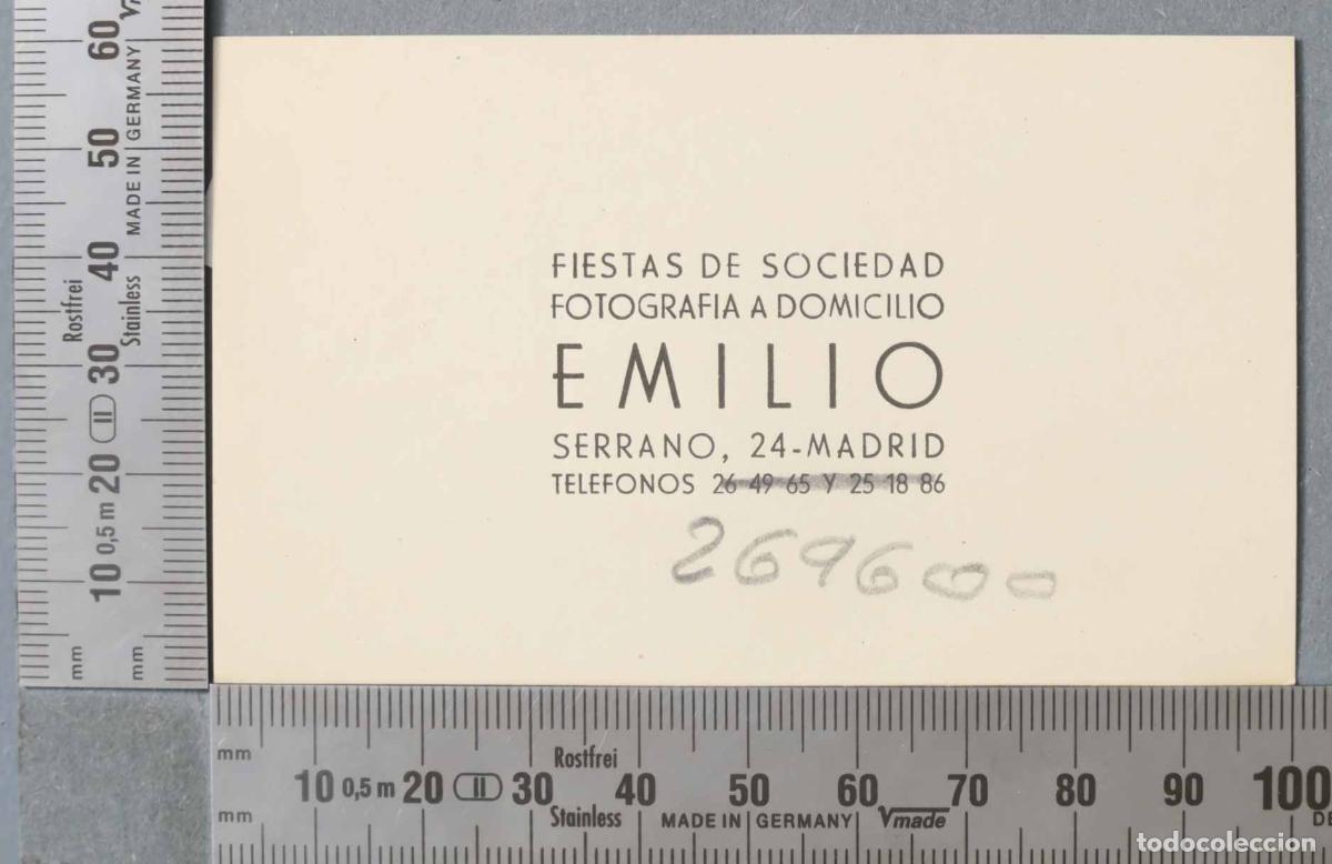 Documentos antiguos: TARJETA. FIESTAS DE SOCIEDAD-FOTOGRAF&Iacute;A A DOMICILIO &acute;EMILIO&acute;. MADRID