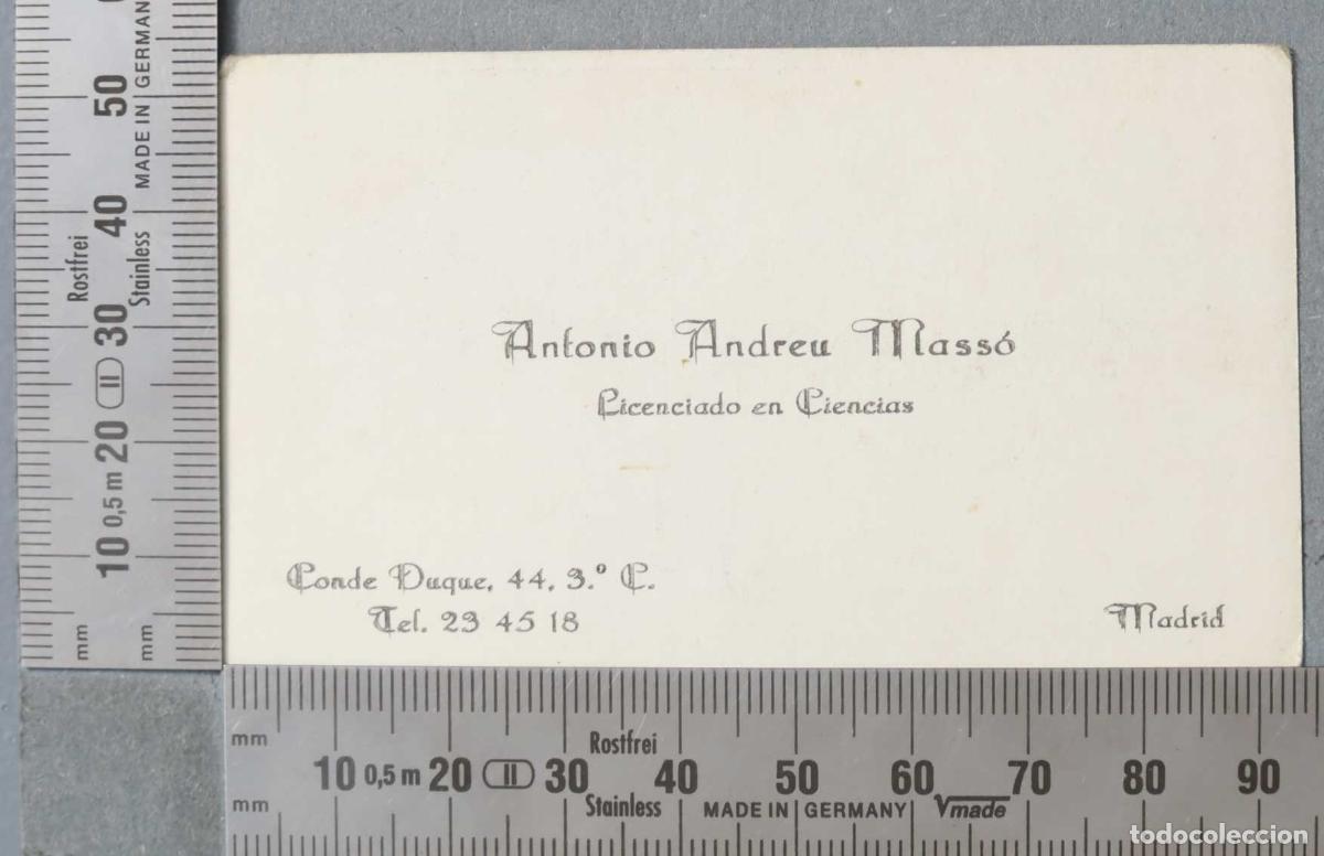 Documentos antiguos: TARJETA. LICENCIADO EN CIENCIAS MADRID