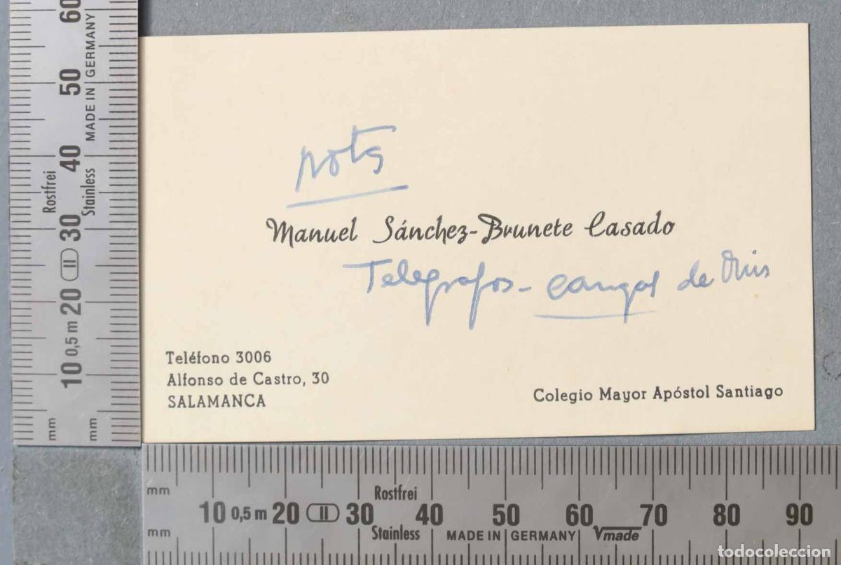 Documentos antiguos: TARJETA. COLEGIO MAYOR AP&Oacute;STOL SANTIAGO SALAMANCA