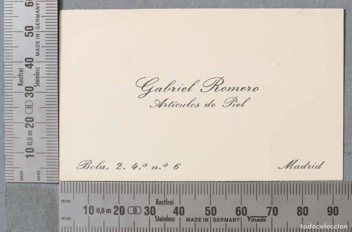 Documentos antigos: TARJETA. ART&Iacute;CULOS DE PIEL MADRID