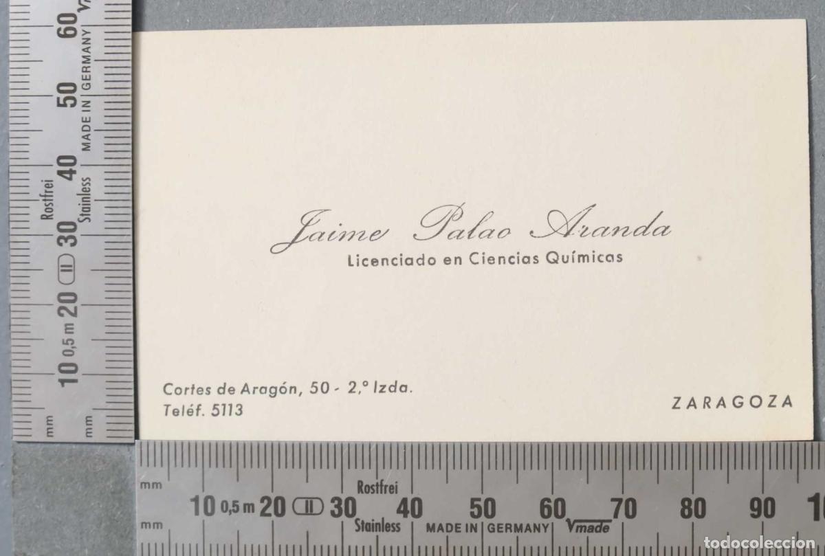 Documentos antiguos: TARJETA. LICENCIADO EN CIENCIAS QU&Iacute;MICAS ZARAGOZA