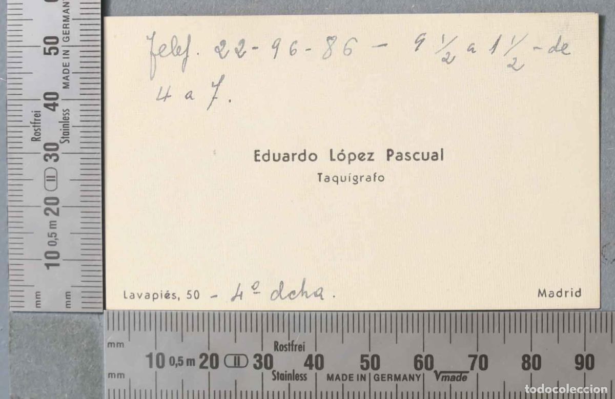 Documentos antiguos: TARJETA. TAQU&Iacute;GRAFO MADRID - Foto 1