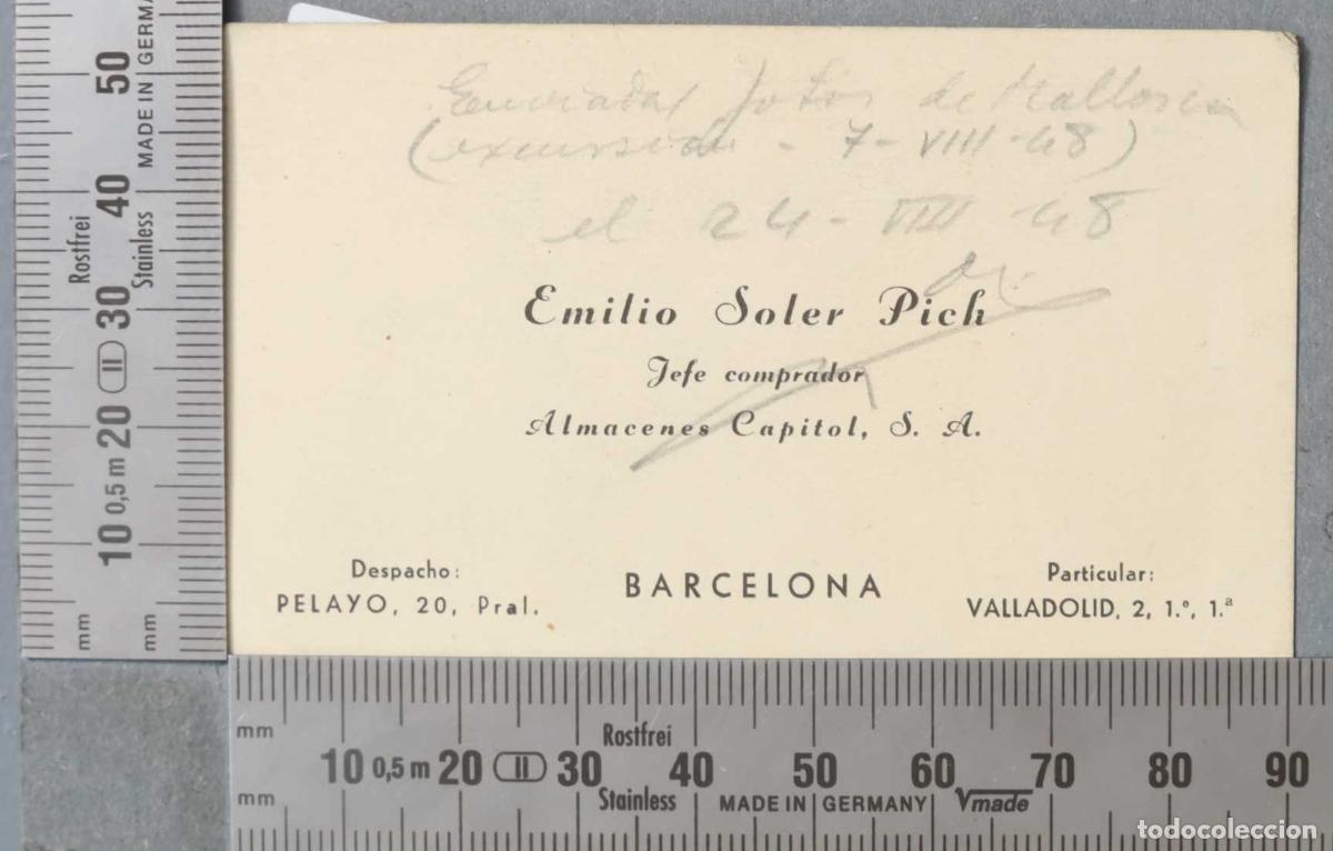 Documentos antiguos: TARJETA. JEFE COMPRADOR ALM&Aacute;CENES CAPITOL, S.A. BARCELONA