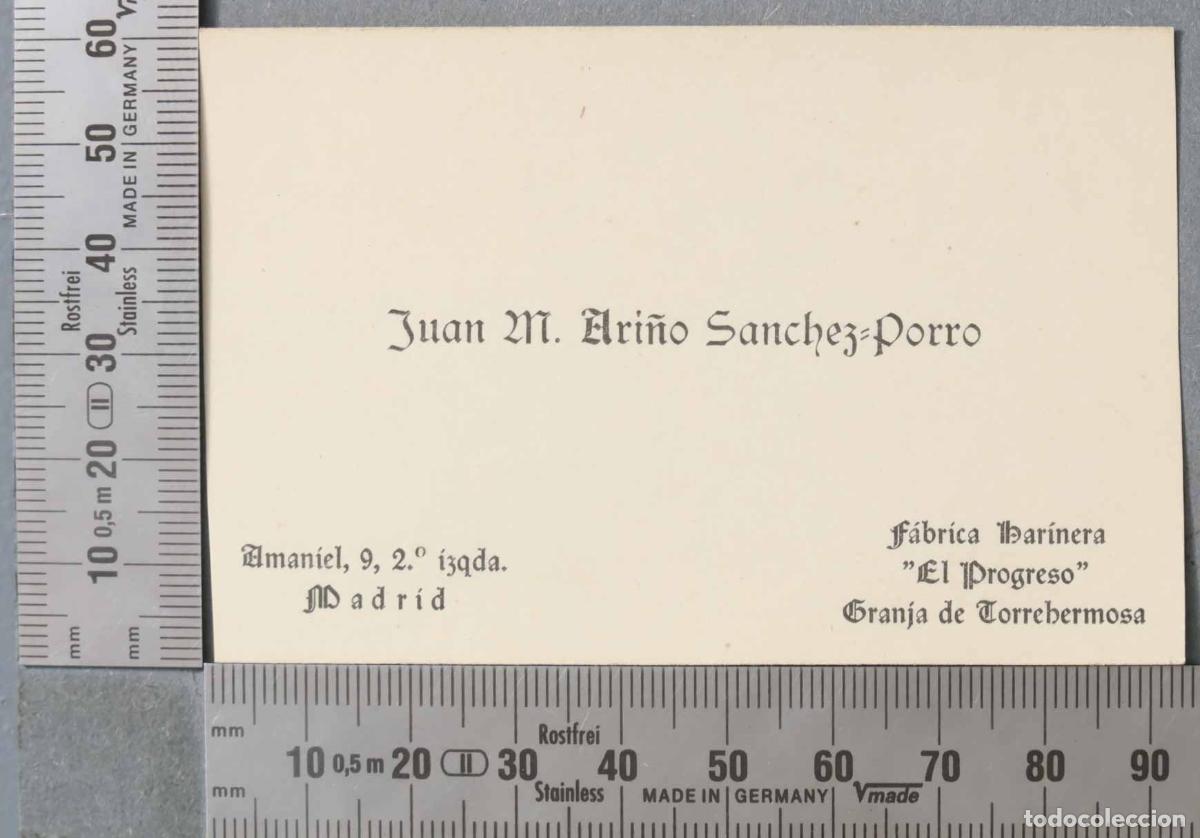 Documentos antigos: TARJETA. F&Aacute;BRICA HARINERA &acute;EL PROGRESO&acute; GRANJA DE TORREHERMOSA MADRID