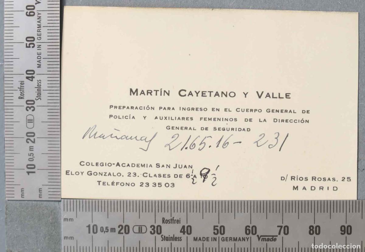 Documentos antiguos: TARJETA. PREPARACI&Oacute;N PARA INGRESO CUERPO DE POLIC&Iacute;A Y DIRECCI&Oacute;N DE SEGURIDAD MADRID