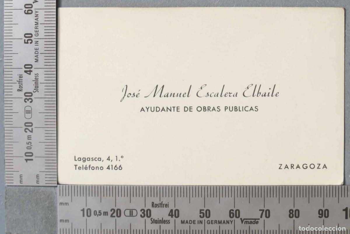 Documentos antiguos: TARJETA. AYUDANTE DE OBRAS P&Uacute;BLICAS ZARAGOZA