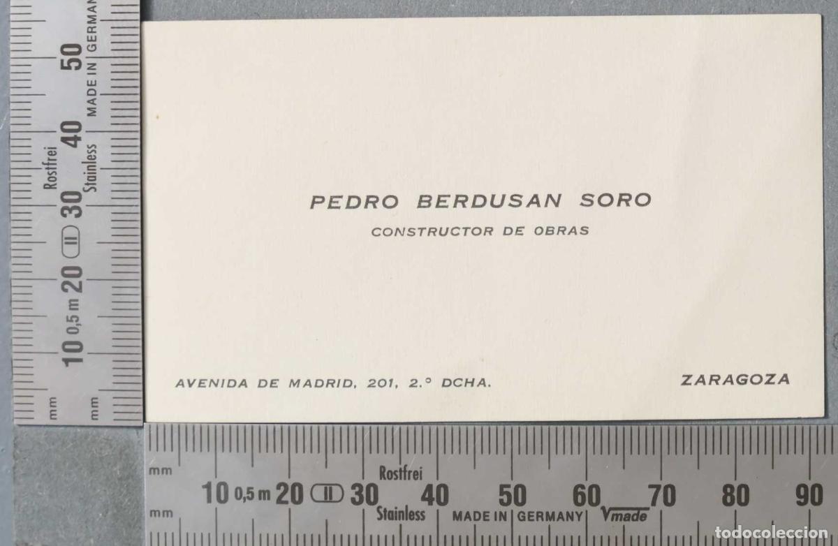 Documentos antiguos: TARJETA. CONSTRUCTOR DE OBRAS ZARAGOZA - Foto 1