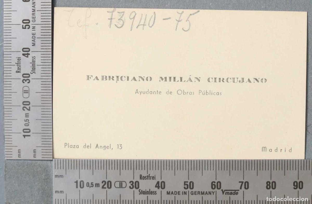 Documentos antiguos: TARJETA. AYUDANTE DE OBRAS P&Uacute;BLICAS MADRID