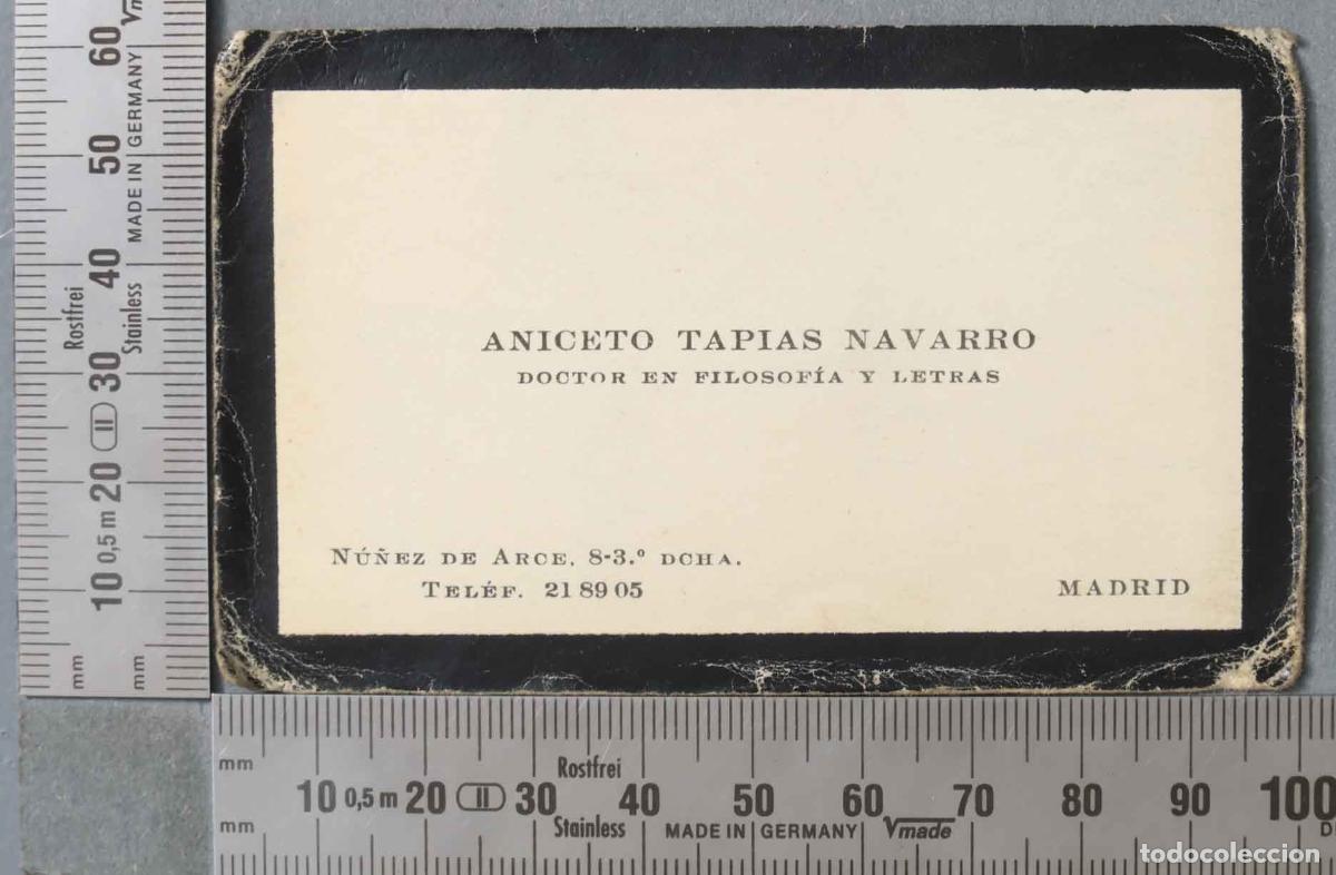 Documentos antiguos: TARJETA. DOCTOR EN FILOSOF&Iacute;A Y LETRAS. MADRID. ANICETO TAPIAS NAVARRO