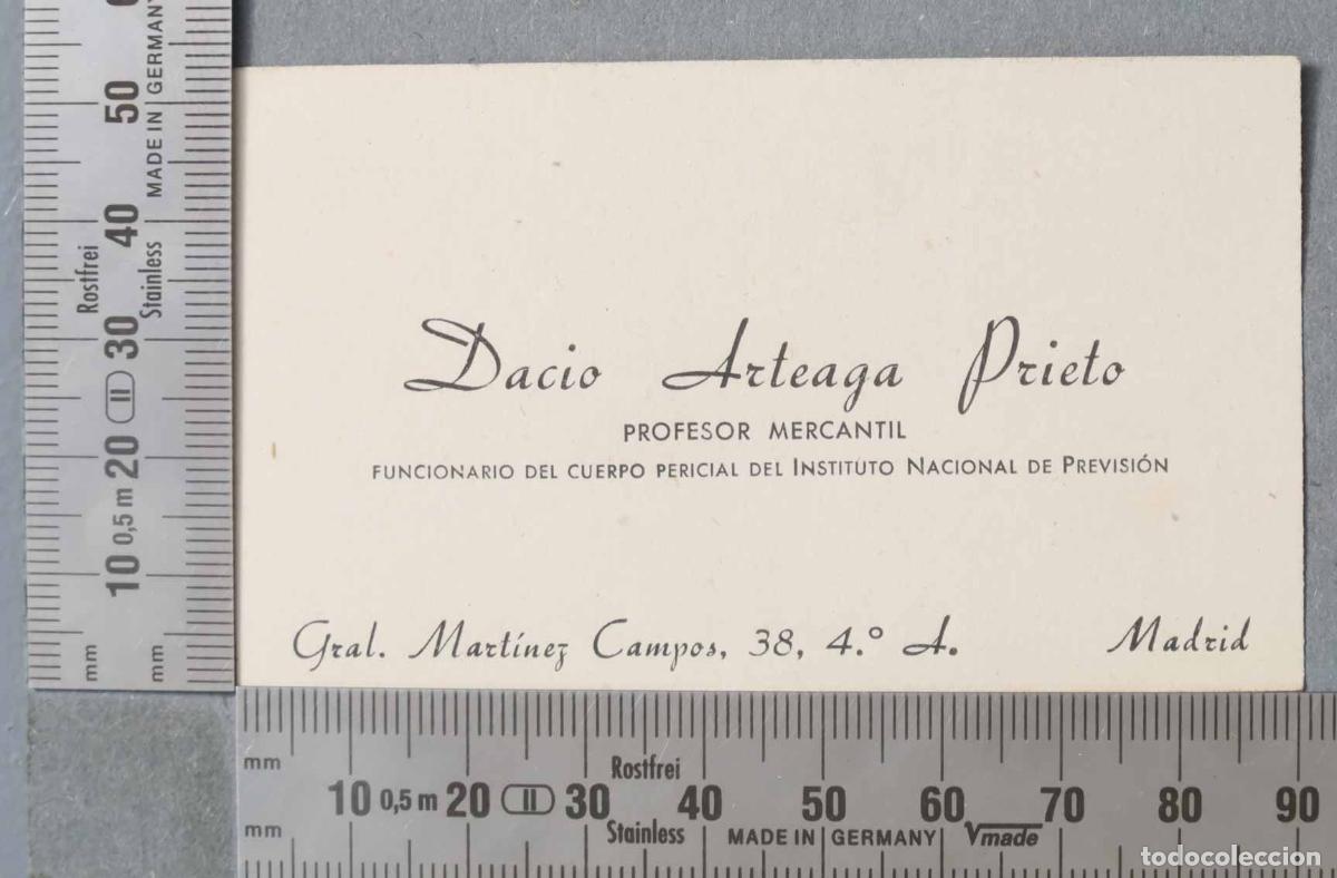 Documentos antiguos: TARJETA. PROFESOR MERCANTIL (FUNCIONARIO CUERPO PERICIAL INSTITUTO NACIONAL DE PREVISI&Oacute;N) MADRID