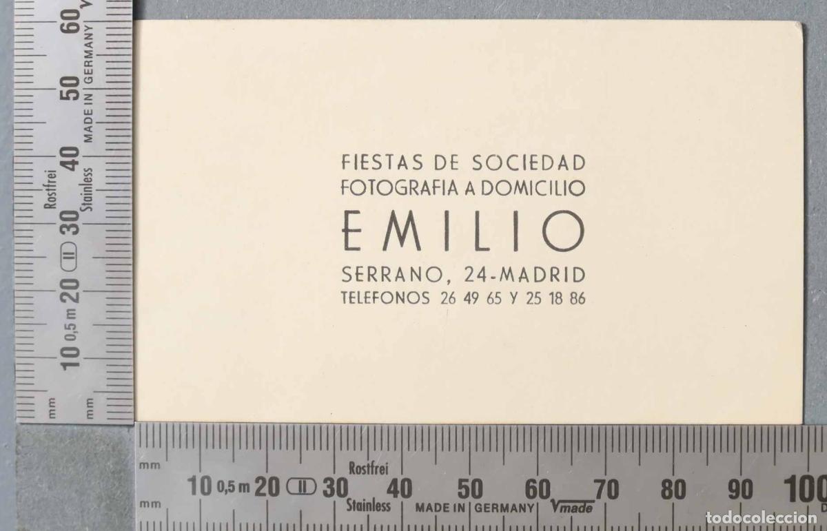 Documentos antigos: TARJETA. FIESTAS DE SOCIEDAD-FOTOGRAF&Iacute;A A DOMICILIO &acute;EMILIO&acute;. MADRID