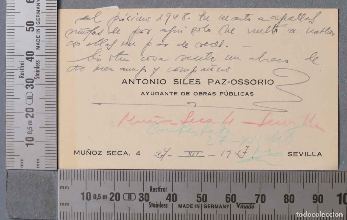 Documentos antiguos: TARJETA. AYUDANTE OBRAS PUBLICAS. SEVILLA