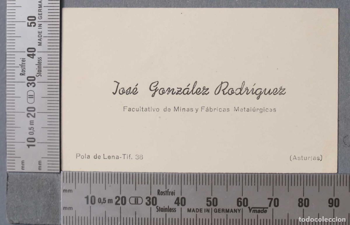 Documentos antigos: TARJETA. FACULTATIVO DE MINAS Y FABRICAS METALURGICAS. ASTURIAS