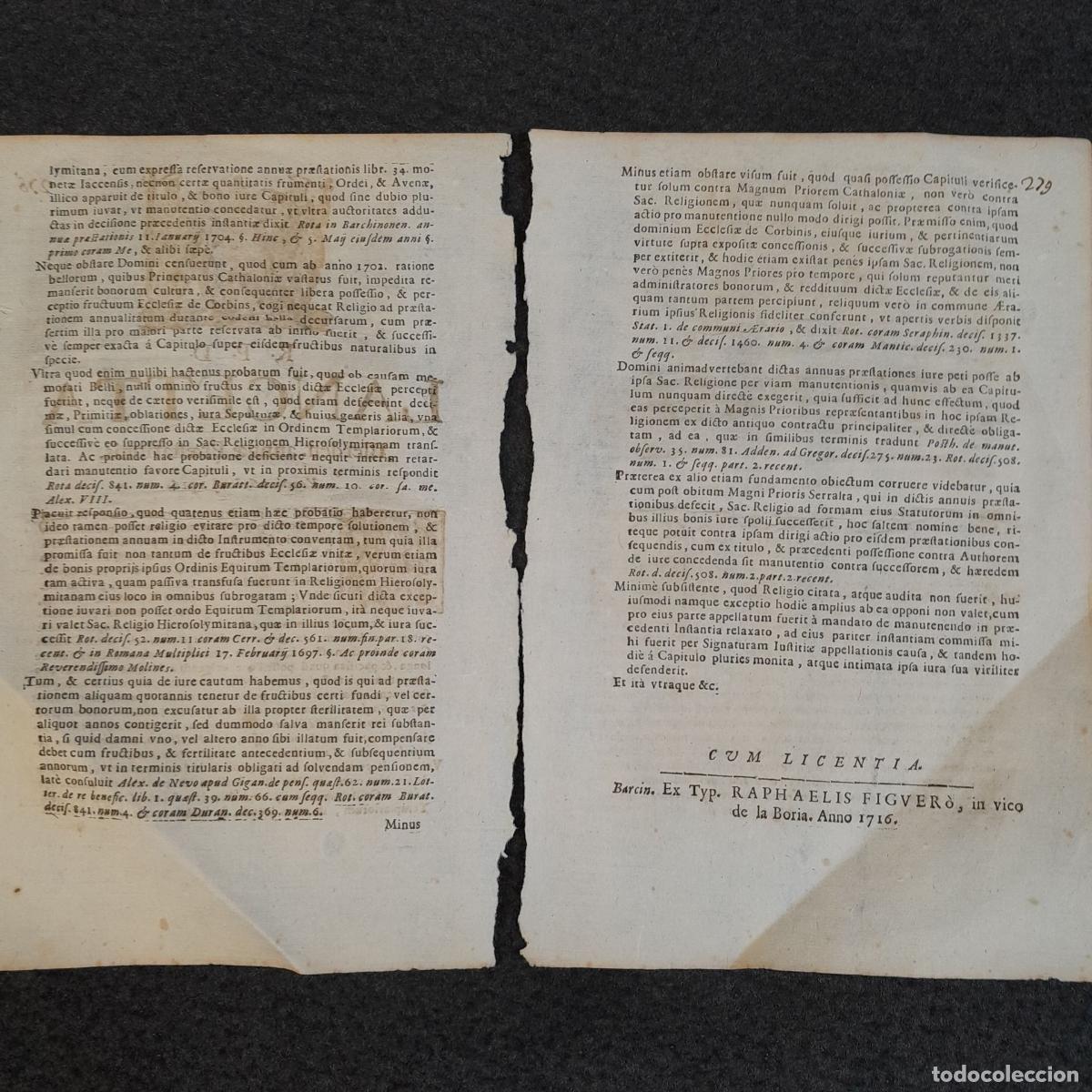 Documentos antiguos: DOC-858. DOCUMENTO EN LAT&Iacute;N &rdquo;R.P.D. LANCETTA&rdquo;. DERECHO ECLESI&Aacute;STICO, 1716. - Foto 2
