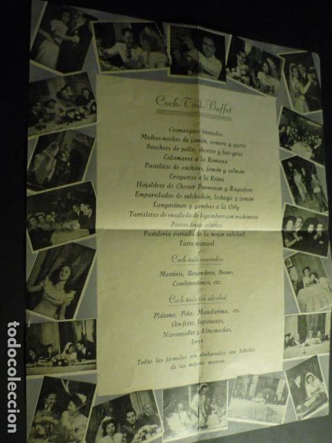 Documentos antiguos: COCKTAIL BUFFET PUBLICIDAD MENUS BODAS BANQUETES