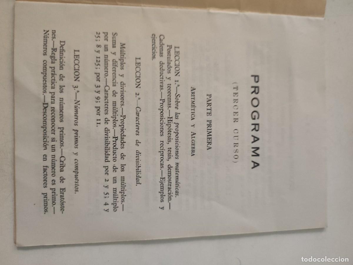 Documentos antiguos: Bachillerato. Programa de Matem&aacute;ticas. 1954. - Foto 2