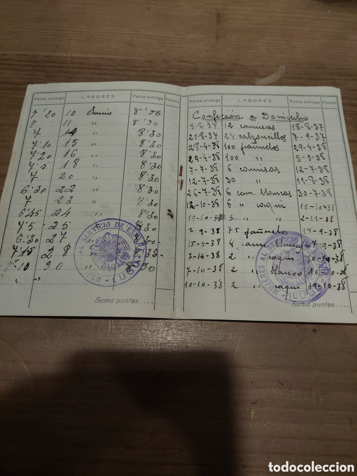 Documentos antiguos: LUGO LIBRETA TRABAJO MSE DOCUMENTOS HIGNO DEL TALLER - Foto 3