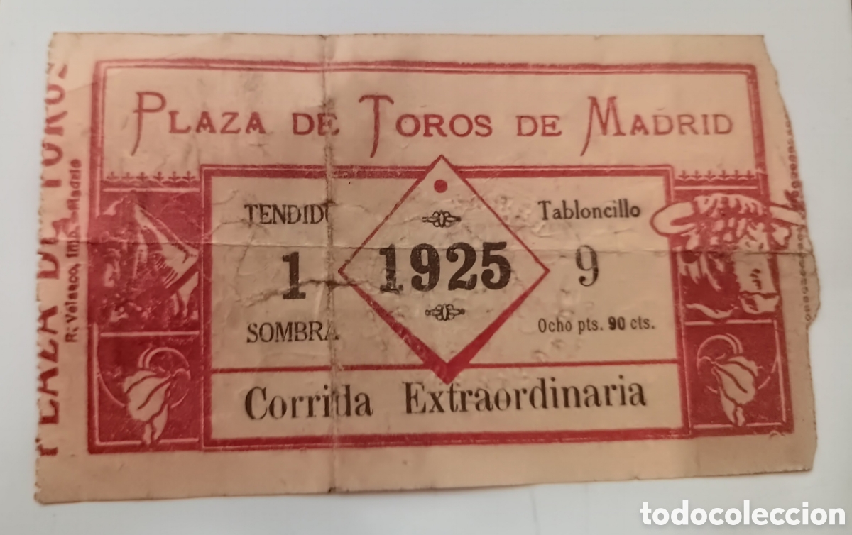 Documentos antiguos: Entrada PLAZA DE TOROS DE MADRID DE 1925 - Foto 1