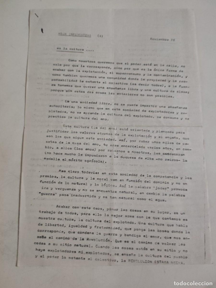 Documentos antiguos: Documento: Hoja informativa Trabajadores ABC 1976 - Foto 1