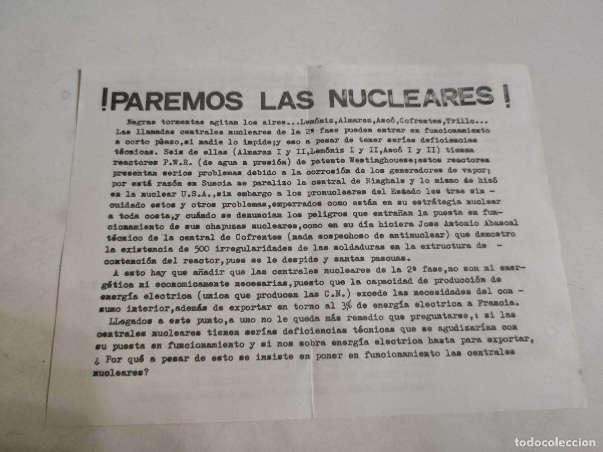 Documentos antiguos: Documento pol&iacute;tico: Paremos las nucleares - Foto 1