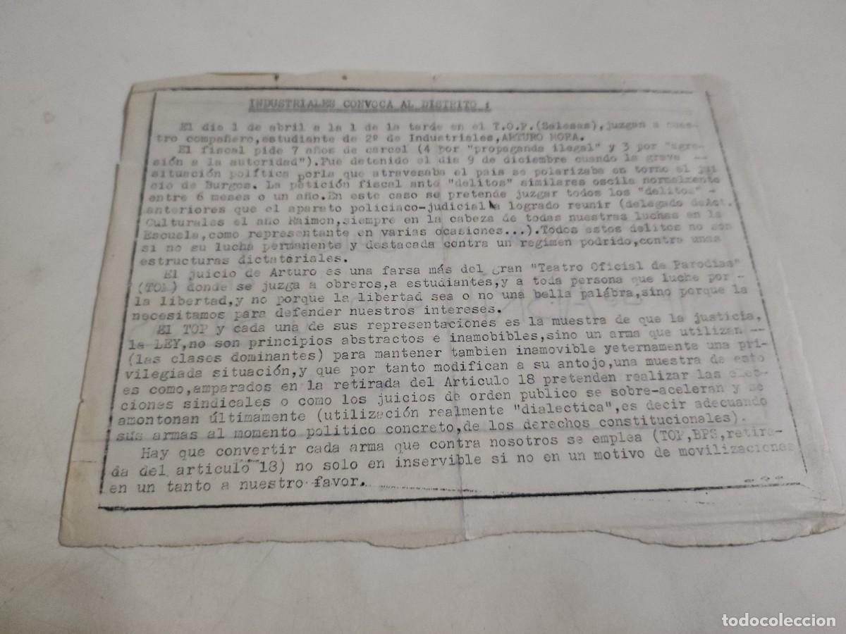 Documentos antiguos: Documento pol&iacute;tico: Industriales convoca al distrito - Foto 1