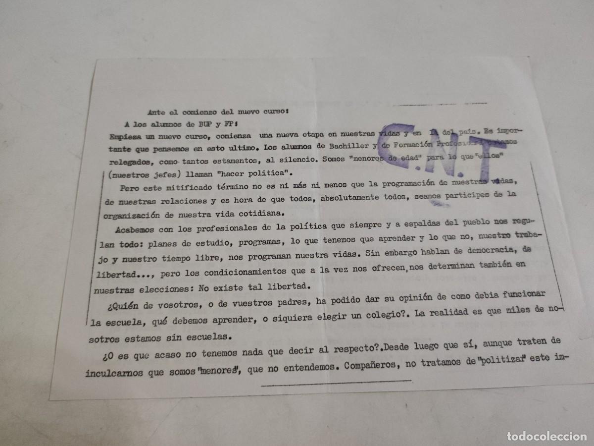 Documentos antiguos: Documento pol&iacute;tico: CNT Estudiantes - Foto 1